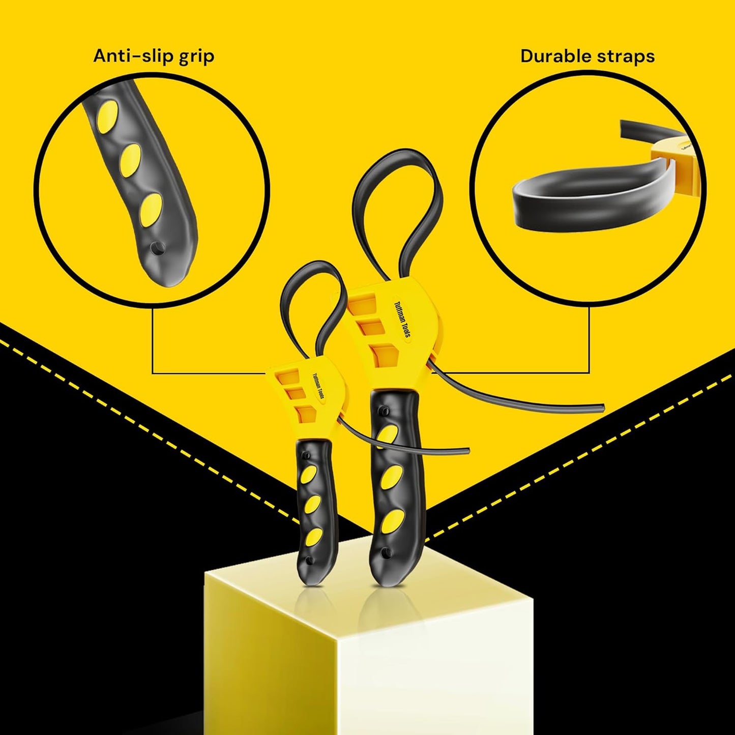2-Piece Adjustable Oil Filter Wrench Set, Rubber Strap Wrenches for 4-6 Inch Tight Spaces, Ideal for Mechanics & Plumbing