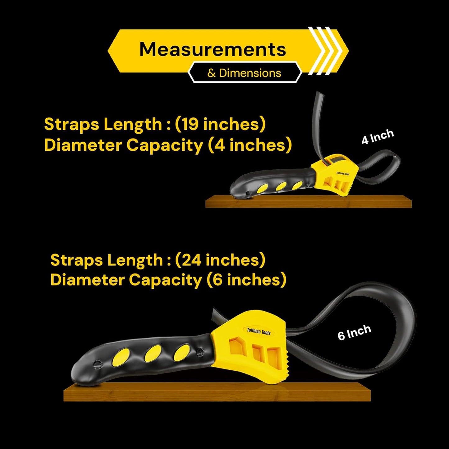 2-Piece Adjustable Oil Filter Wrench Set, Rubber Strap Wrenches for 4-6 Inch Tight Spaces, Ideal for Mechanics & Plumbing