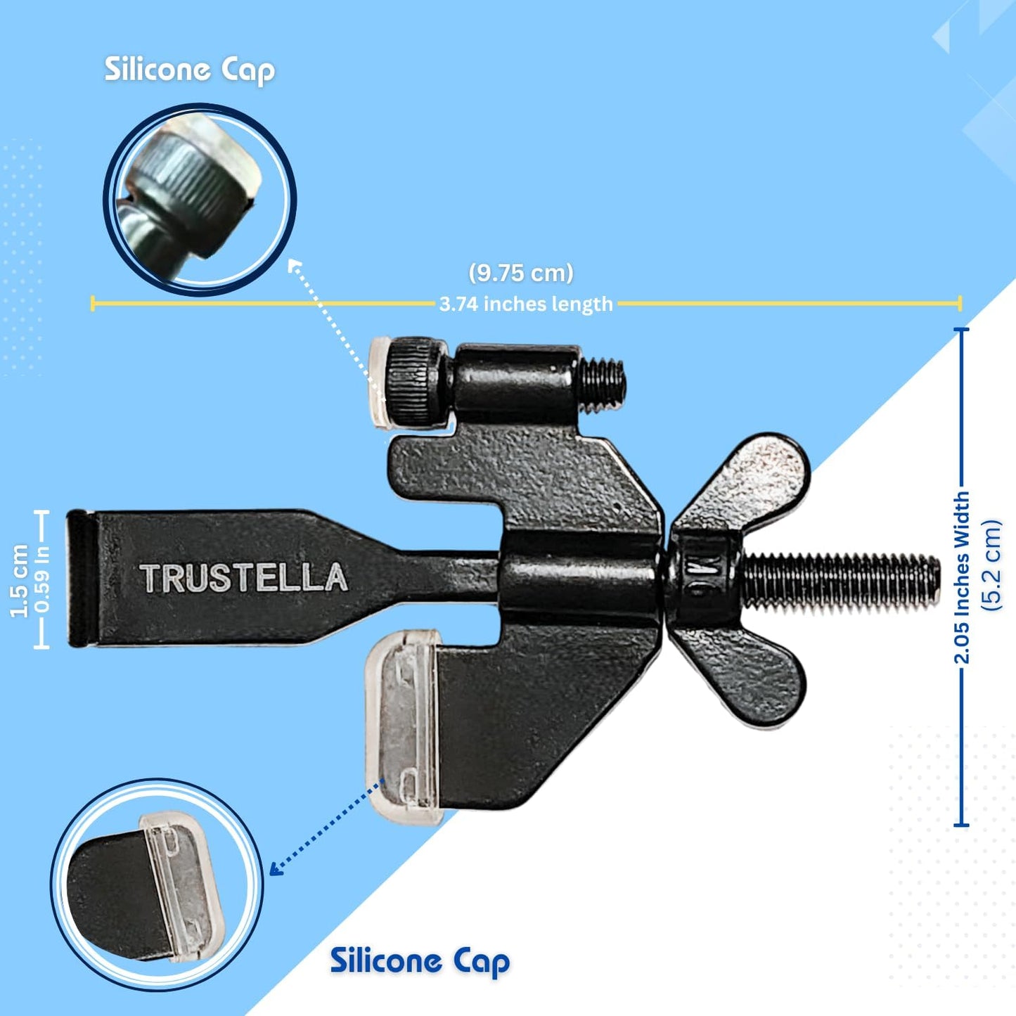 Heavy-Duty Portable Door Lock, Stainless Steel Security for Home, Travel, Hotel, Apartment - Includes Silicone Protector Caps (Black)