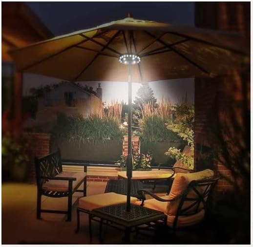 Cordless Umbrella Pole Light, 28 LED, 3 Brightness Modes, Battery Operated