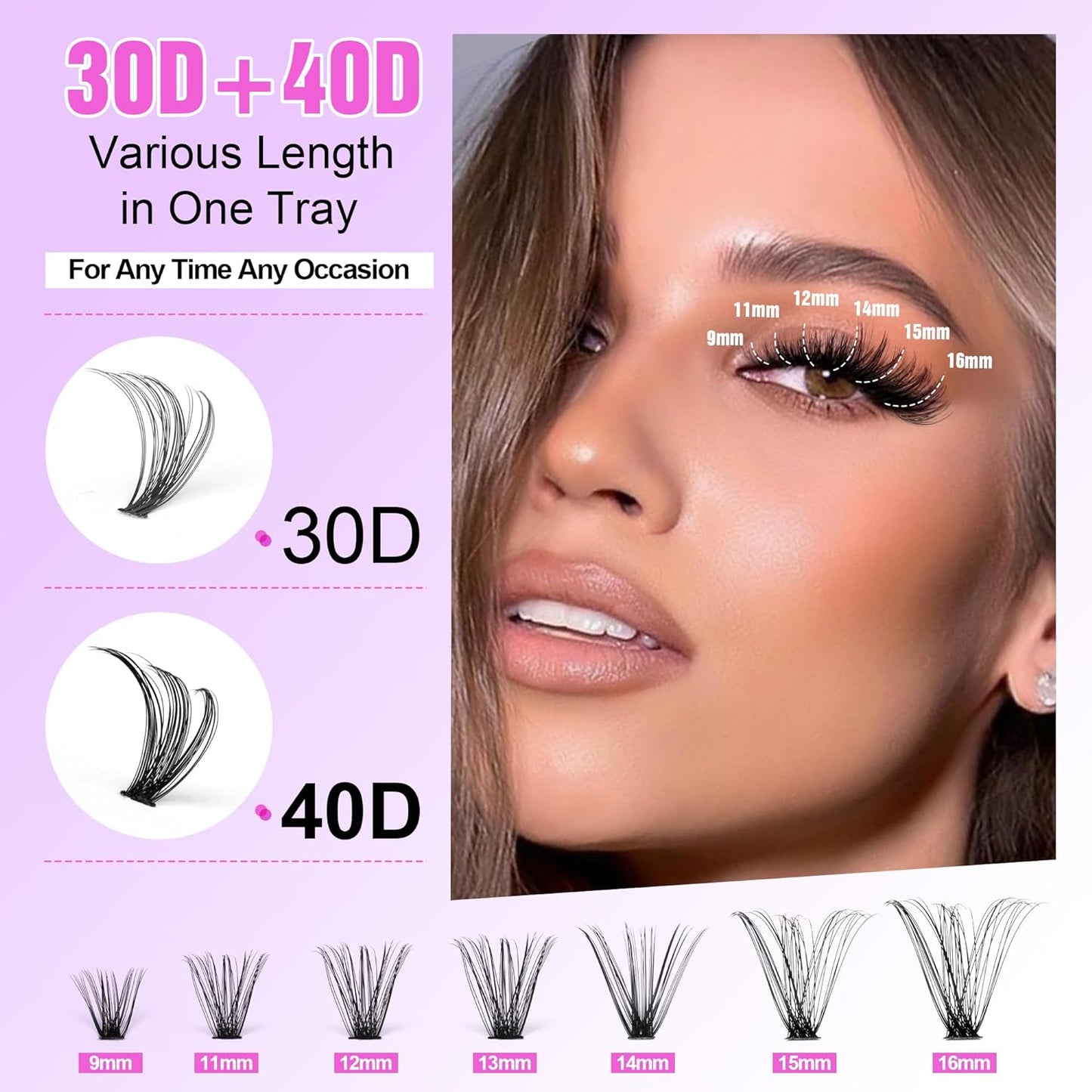 DIY Lash Extension Kit - 280pcs Lash Clusters, 9-16mm 30D 40D with Bond, Seal & Tweezers