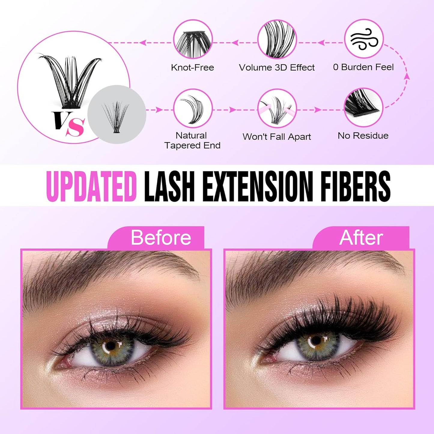 DIY Lash Extension Kit - 280pcs Lash Clusters, 9-16mm 30D 40D with Bond, Seal & Tweezers