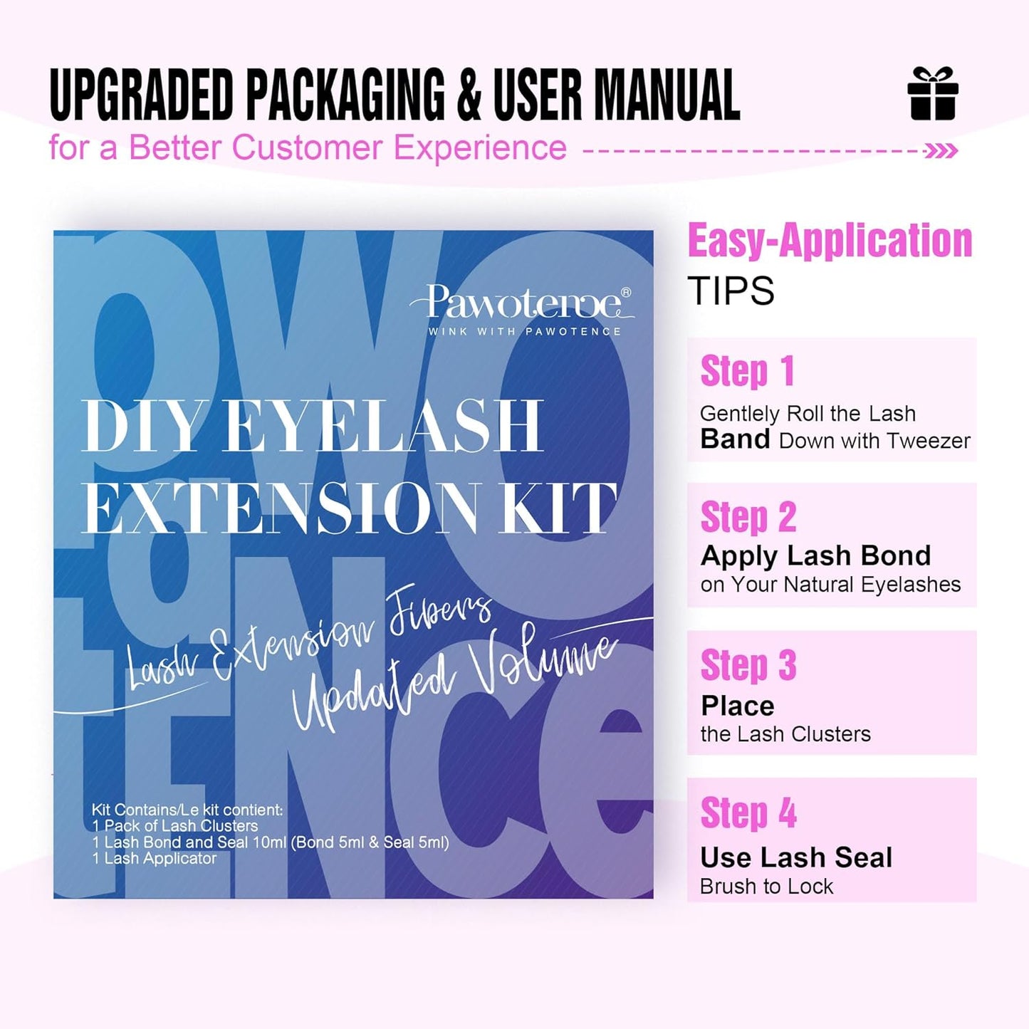 DIY Lash Extension Kit - 280pcs Lash Clusters, 9-16mm 30D 40D with Bond, Seal & Tweezers