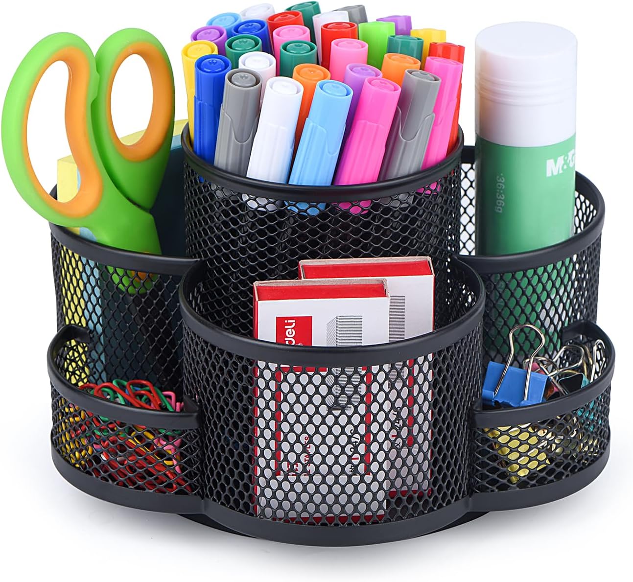 Rotating Pen Holder – Black Desk Organizer for Office Supplies & Pencils