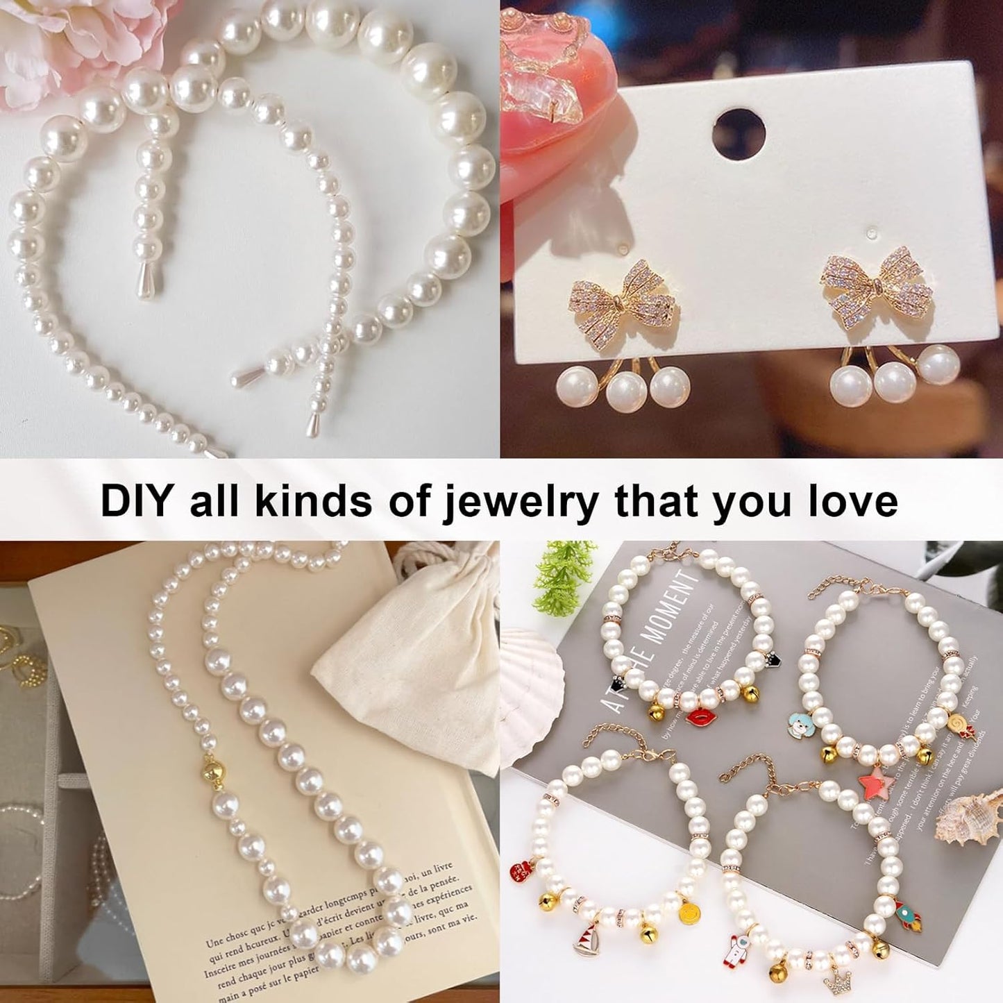 1950-Piece Pearl Beads Set – 5 Sizes for Jewelry Making, Crafts & DIY Decor