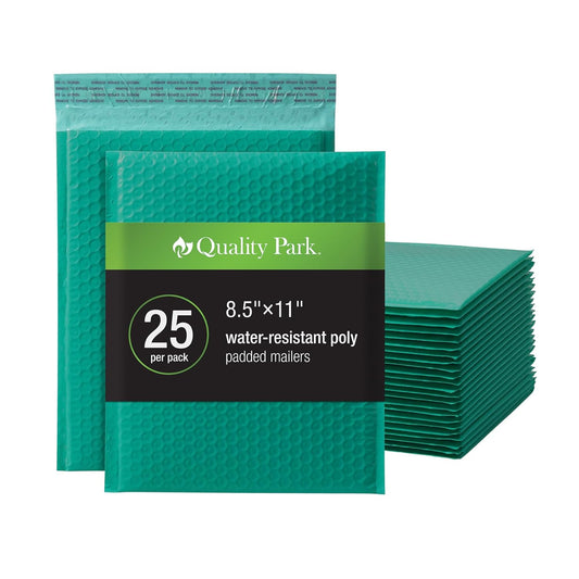 Turquoise Bubble Mailers 8.25"x11" – Padded Poly Shipping Envelopes, Self Seal, Water Resistant, 25 Pack