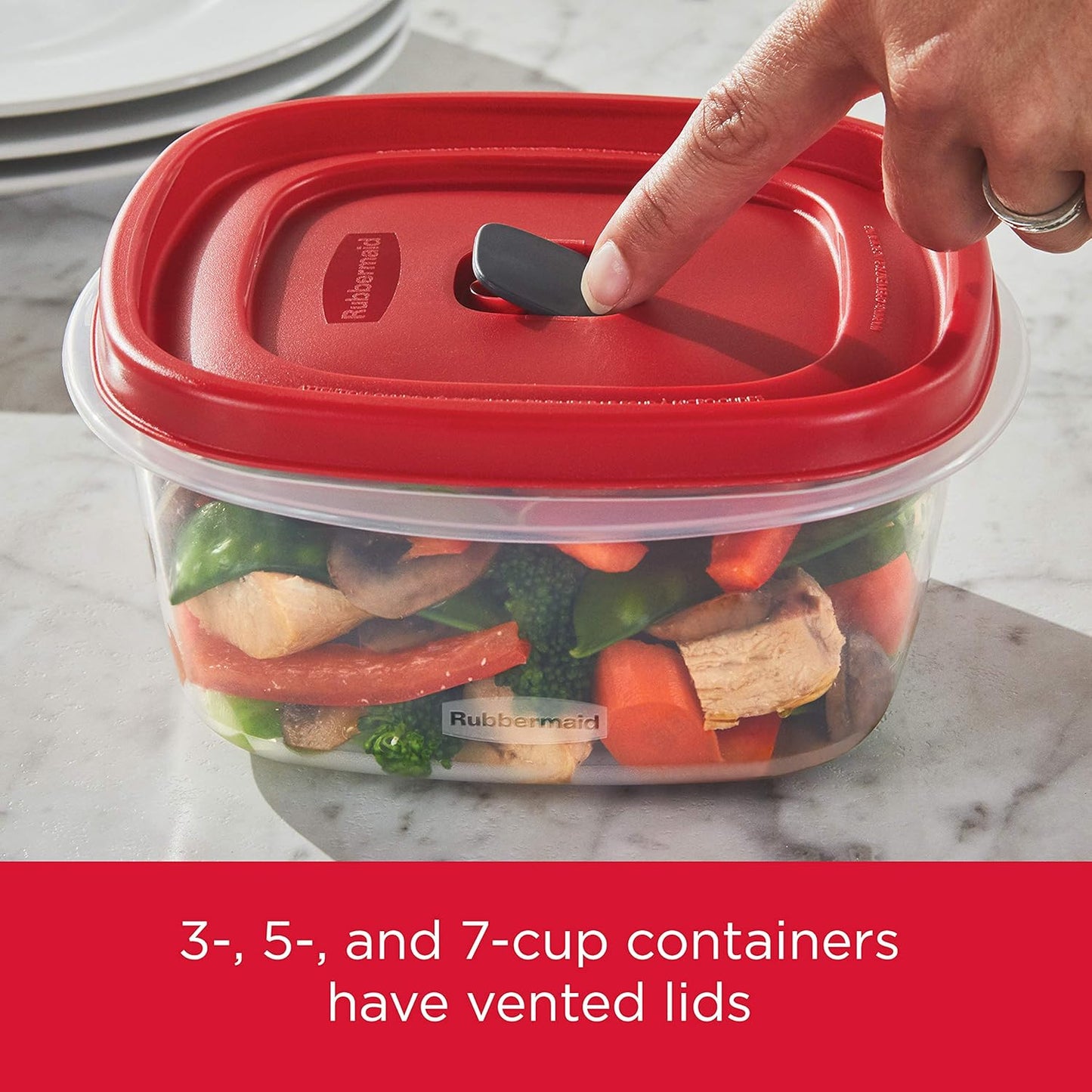 16-Piece BPA-Free Plastic Food Storage Set with Red Vented Lids – Microwave & Dishwasher Safe