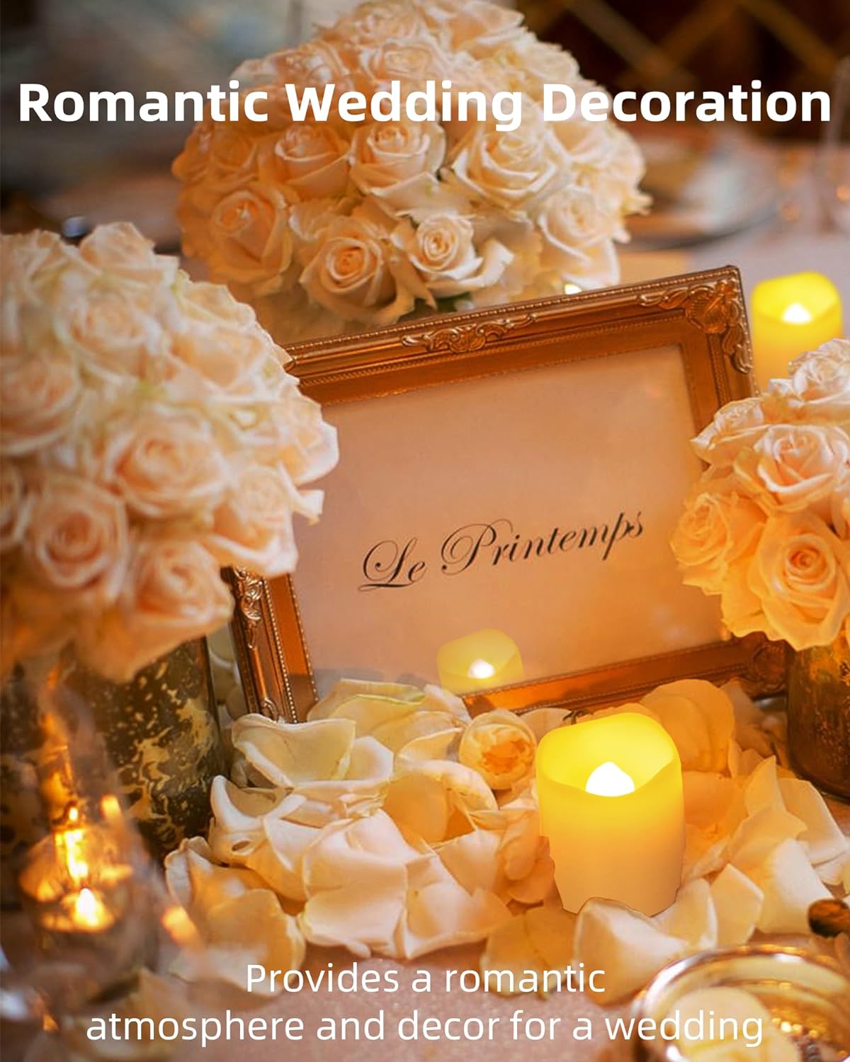 24 Pack Flameless Votive Candles – Battery Operated LED Tea Lights in Warm White for Wedding & Holiday Decorations