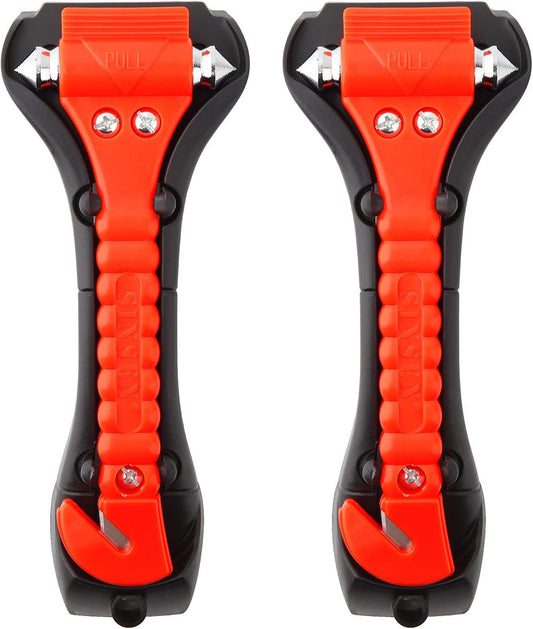 Car Safety Hammer Set of 2 - 2-in-1 Emergency Window Breaker & Seat Belt Cutter for Auto Rescue