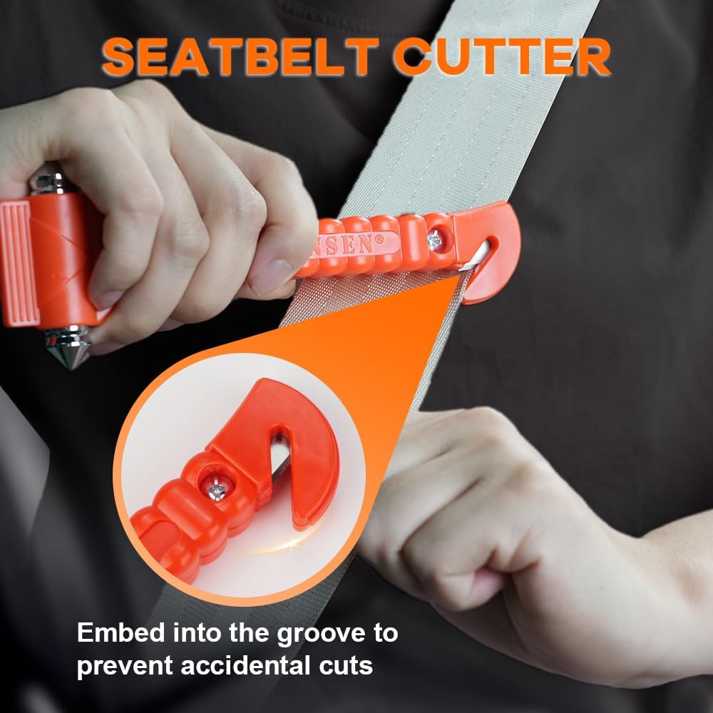 Car Safety Hammer Set of 2 - 2-in-1 Emergency Window Breaker & Seat Belt Cutter for Auto Rescue