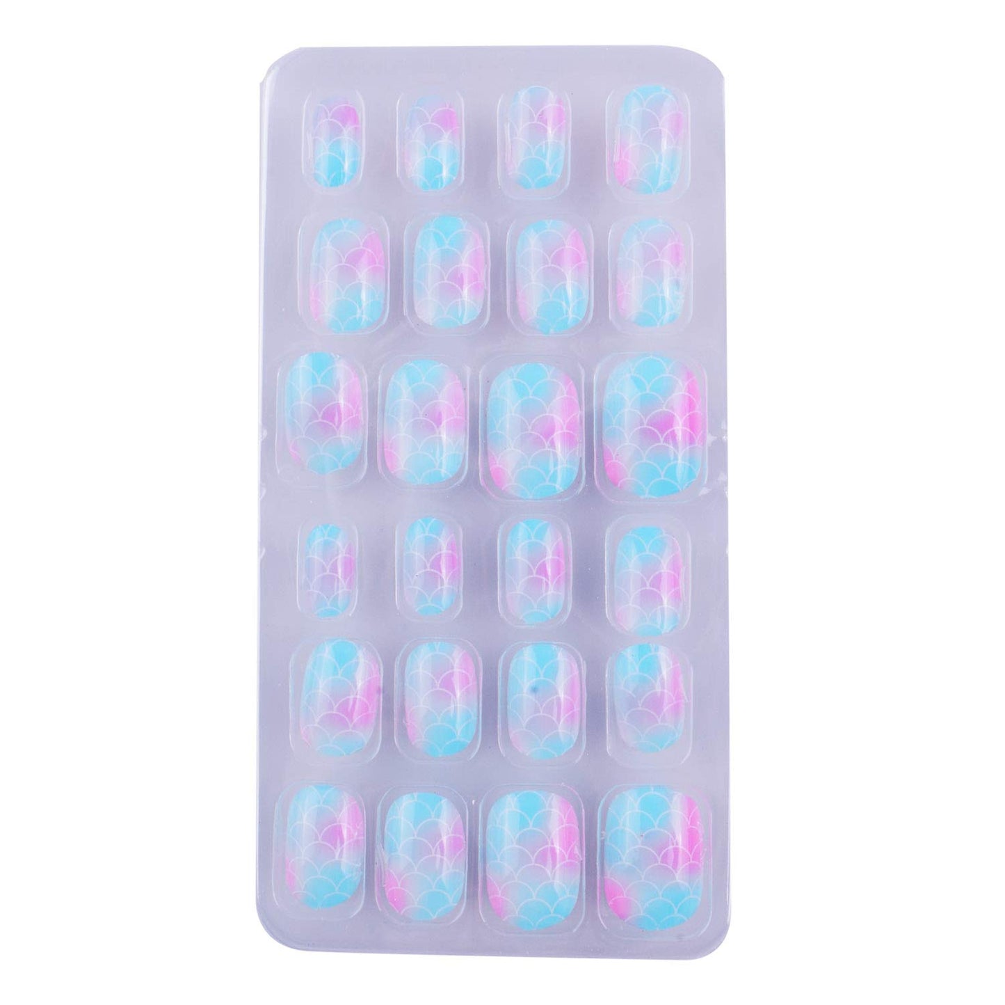 120 Pcs Kids Acrylic Fake Nails - 5-Pack Glitter Gradient Rainbow Press-On Full Cover Nail Art Set for Little Girls