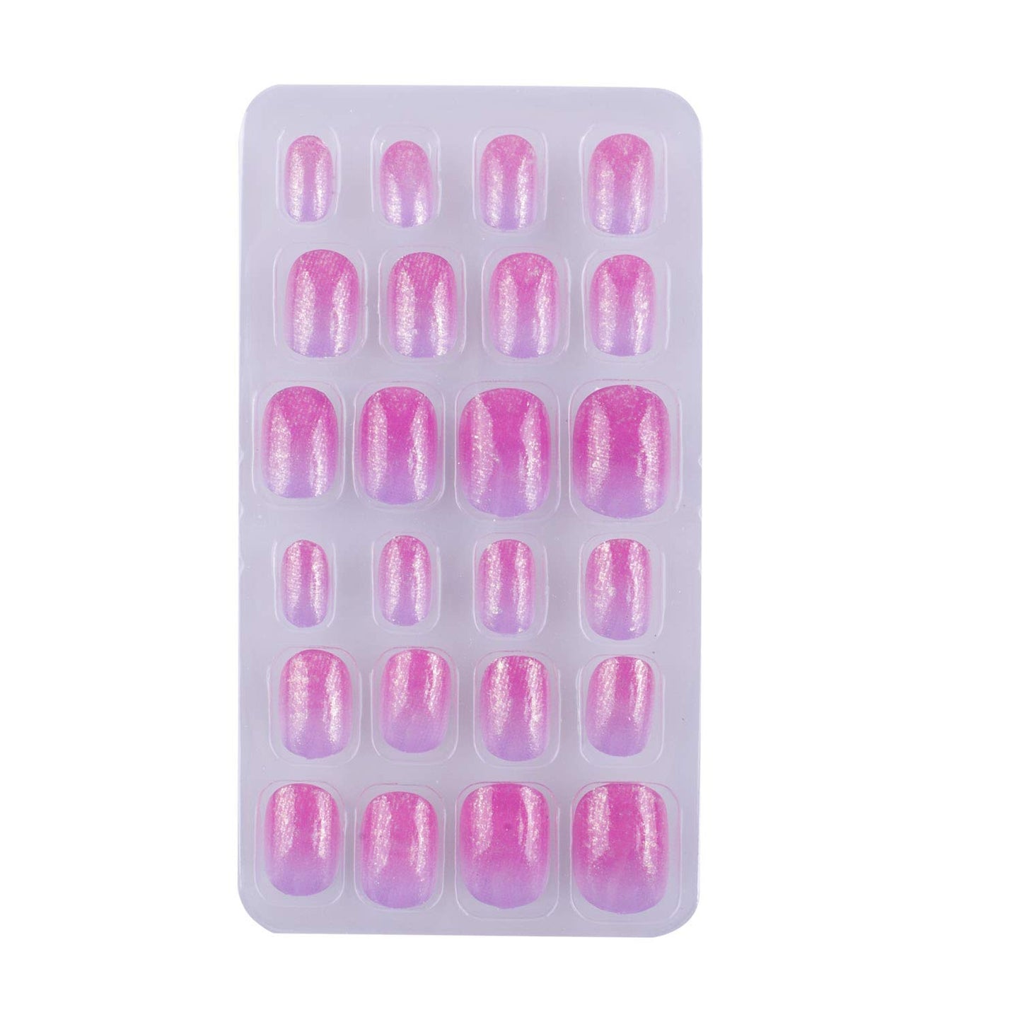 120 Pcs Kids Acrylic Fake Nails - 5-Pack Glitter Gradient Rainbow Press-On Full Cover Nail Art Set for Little Girls