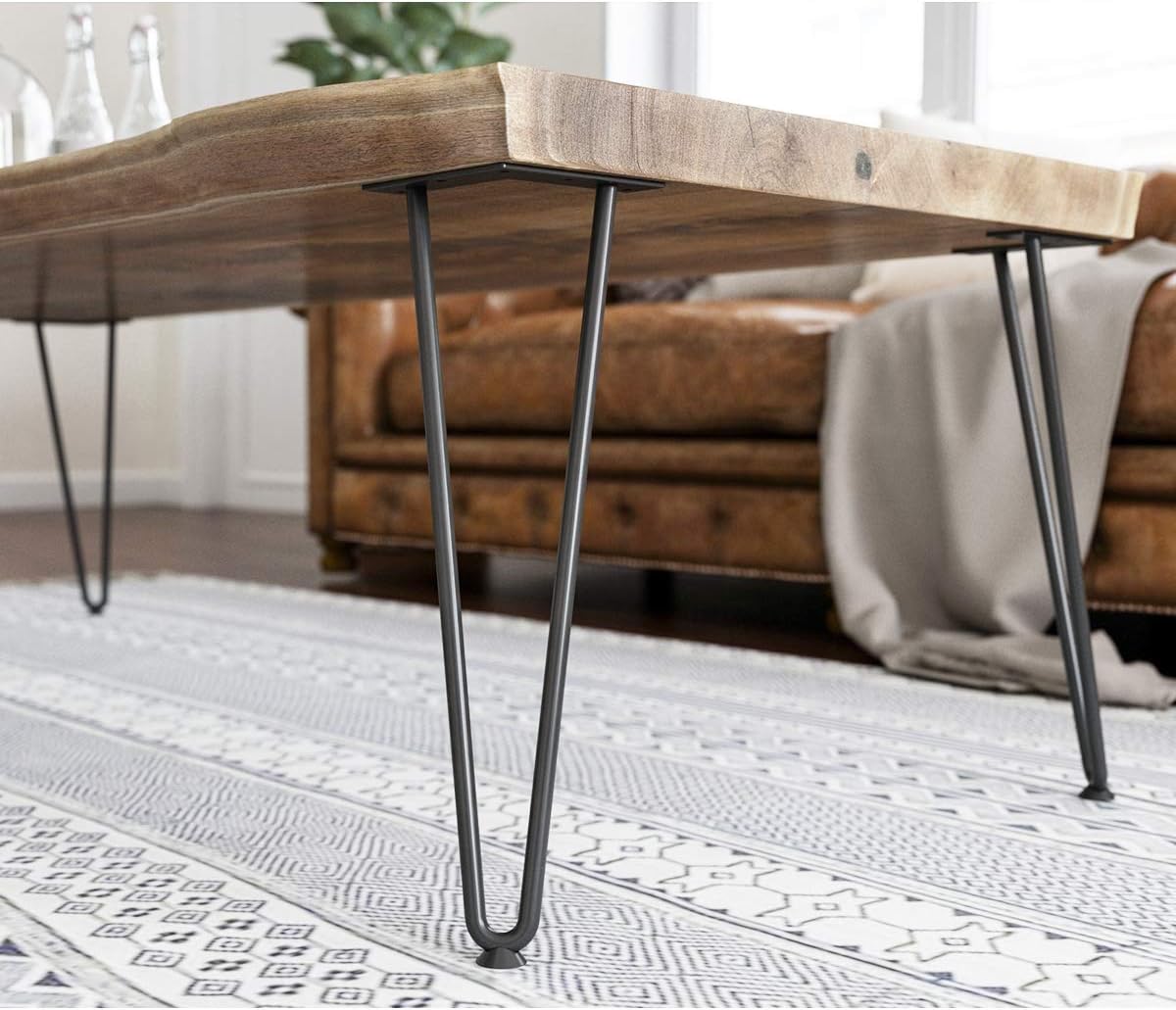 16'' Metal Hairpin Furniture Legs with Rubber Protectors – DIY for Nightstand, Coffee Table, Desk (Black, 4PCS)