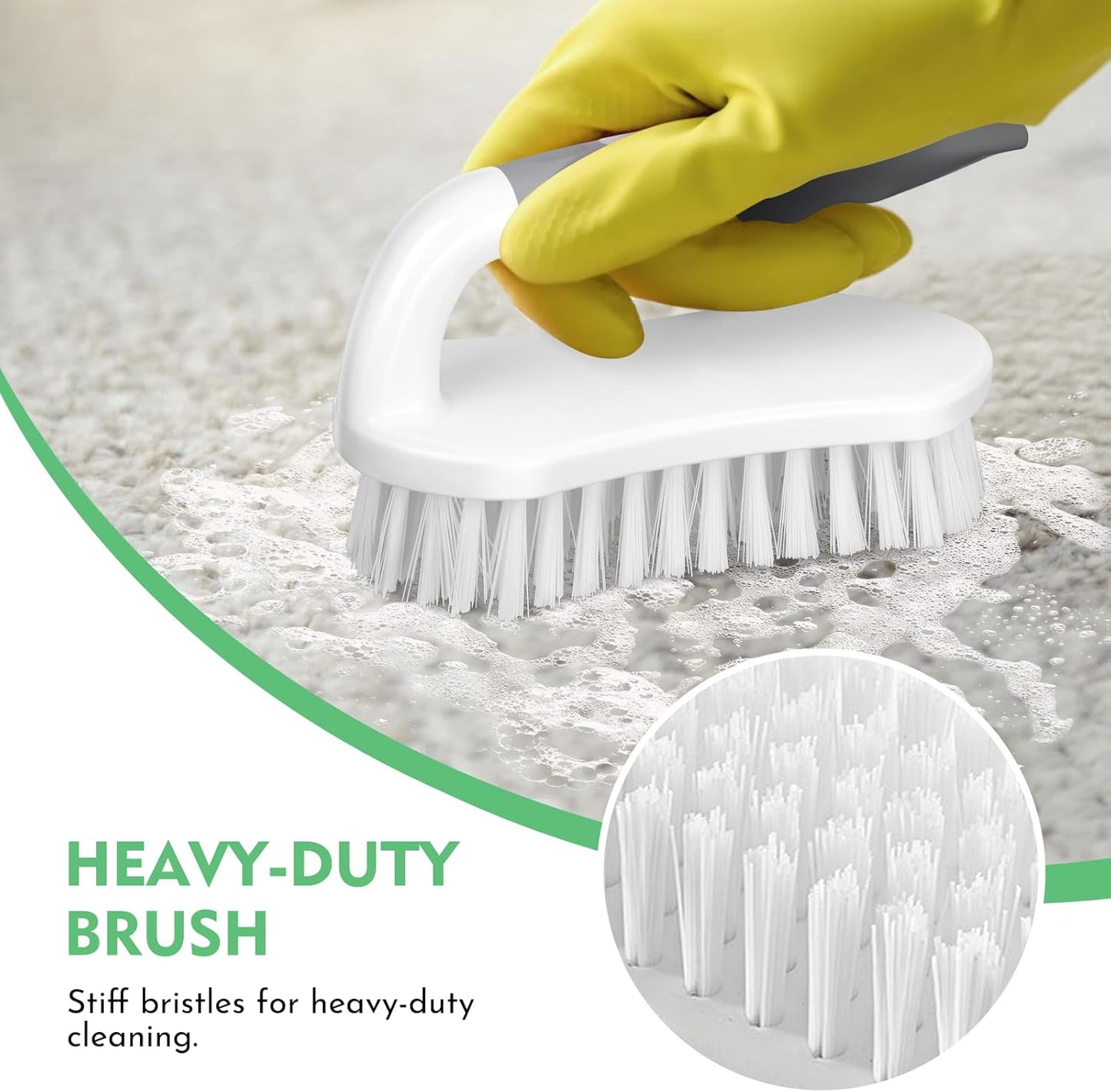 Heavy-Duty Scrub Brushes 2-Pack - Stiff Bristle Cleaning Brushes for Shower, Bathroom, Carpet, Kitchen & Tub