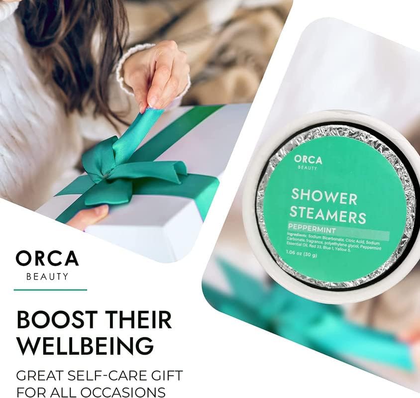 Shower Steamers Gift Set – 8pc Peppermint & Eucalyptus Aromatherapy Bombs for Relaxation & Spa