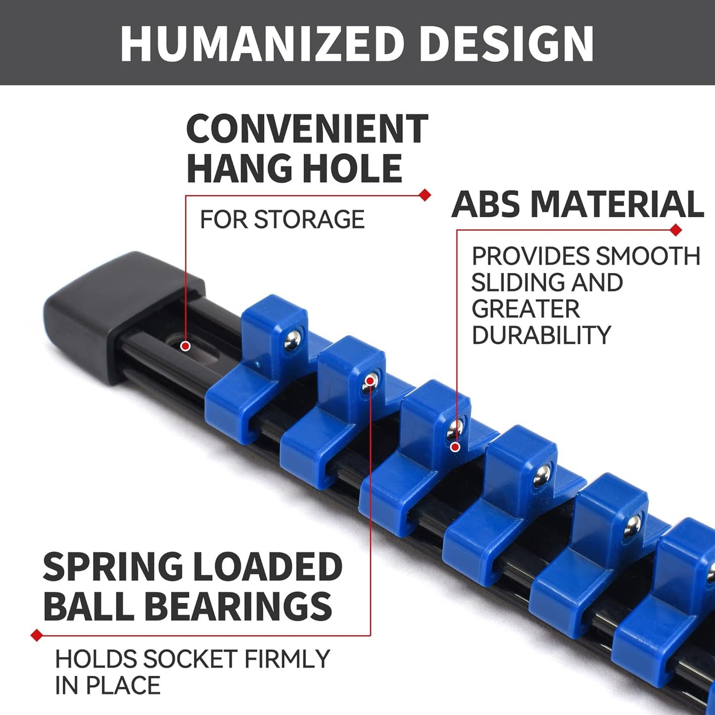 9-Piece Socket Organizer Kit - Premium ABS Tool Holders with 1/4'', 3/8'' & 1/2'' Clips