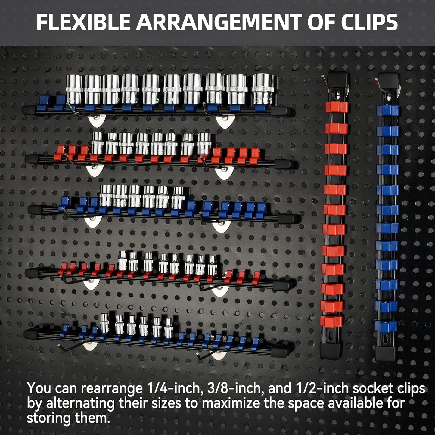 9-Piece Socket Organizer Kit - Premium ABS Tool Holders with 1/4'', 3/8'' & 1/2'' Clips