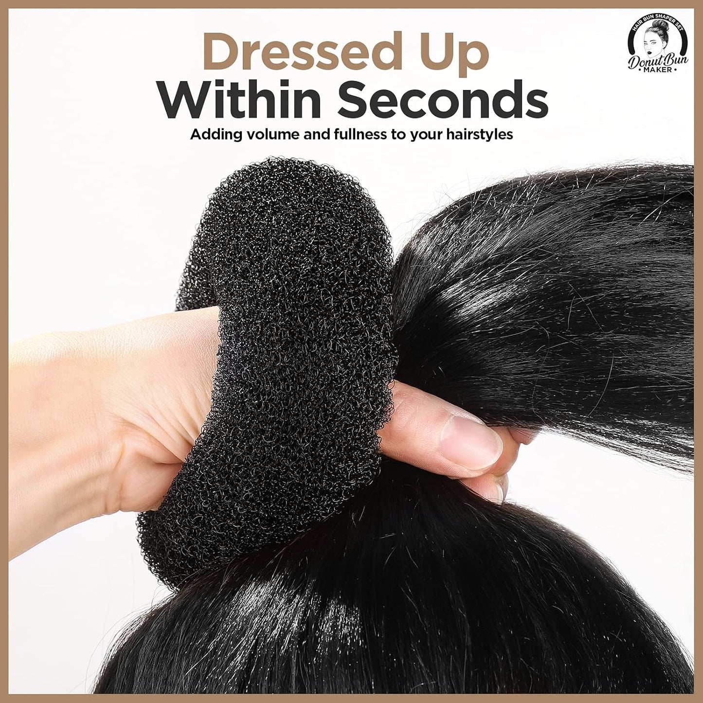 Hair Donut, Hair Bun Maker, Black（Extra-large, Large, Medium and Small）