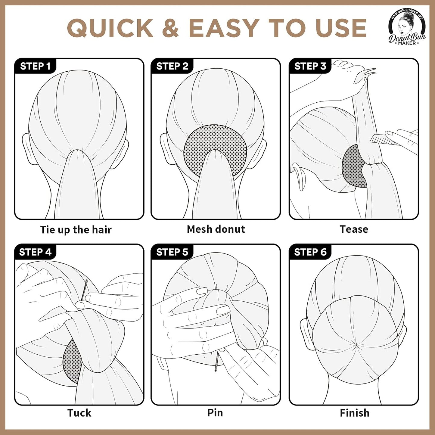Hair Donut, Hair Bun Maker, Black（Extra-large, Large, Medium and Small）