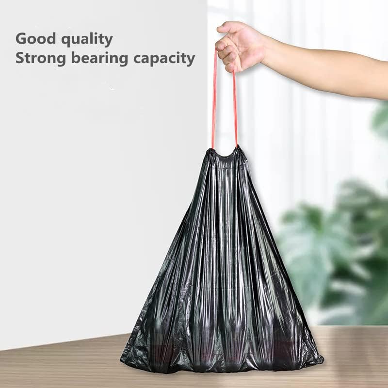 Heavy Duty Drawstring Trash Bags - 4-6 Gallon Garbage Can Liners for Home, Kitchen & Bathroom (50 Count, Black)