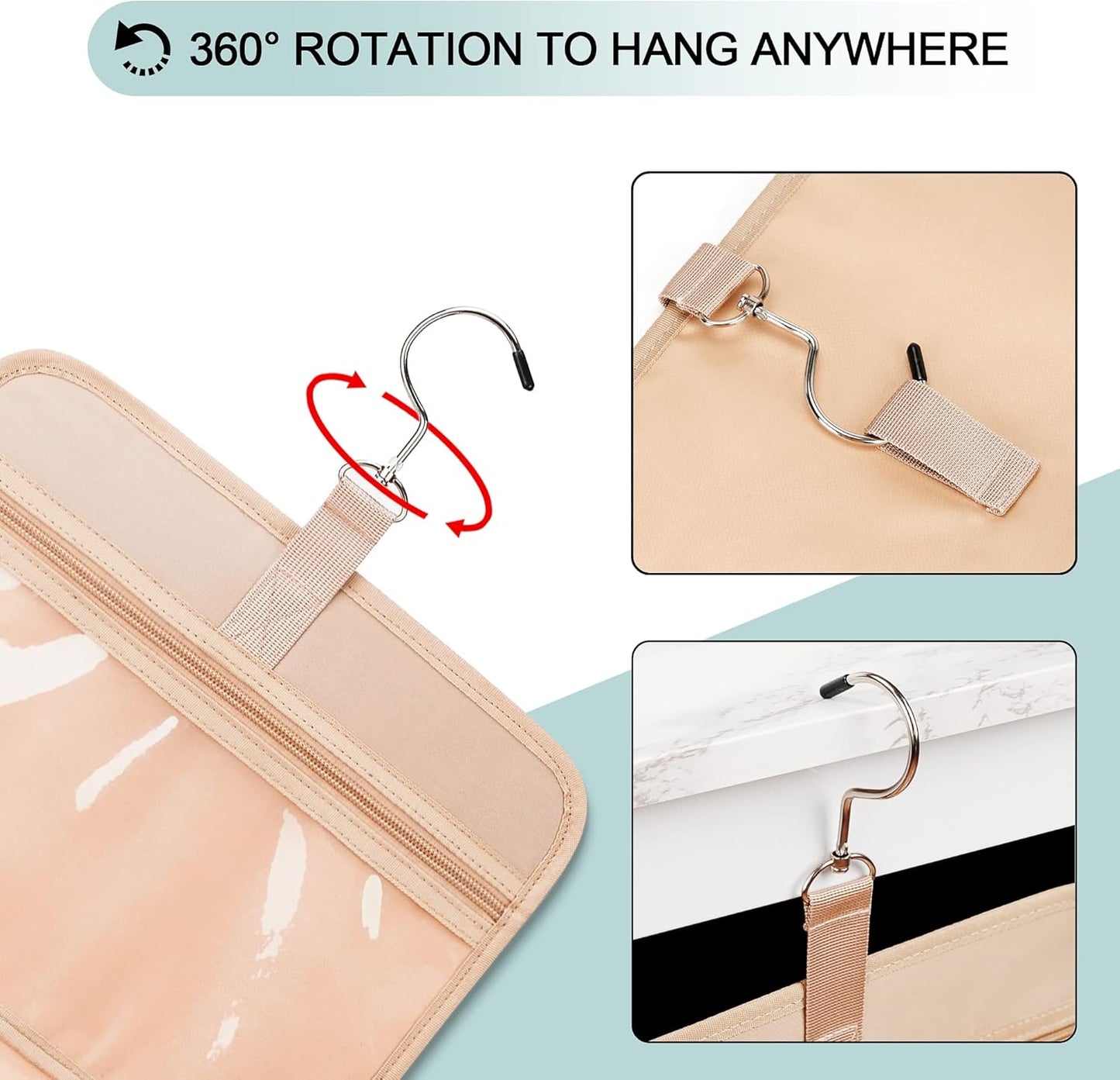 Travel Hanging Toiletry Bag – Extra Large Waterproof Makeup & Jewelry Organizer with Trolley Belt (Blue)