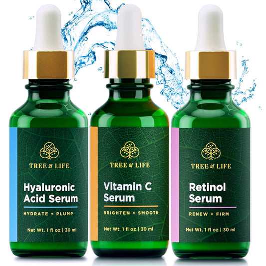 Facial Skin Care Set: Brightening, Firming & Hydrating Trio with Vitamin C, Retinol & Hyaluronic Acid