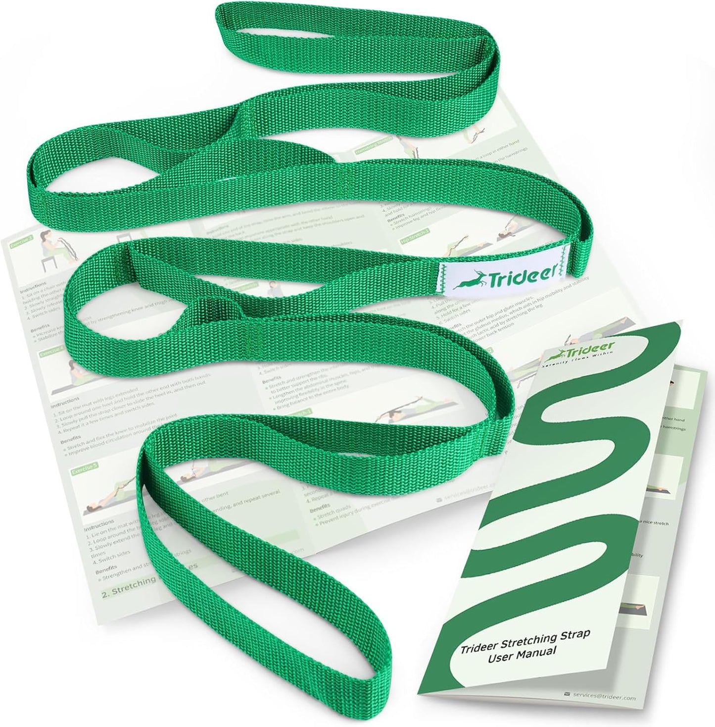 Yoga Stretching Strap – 10-Loop Non-Elastic Strap for Pilates, Physical Therapy & Exercise