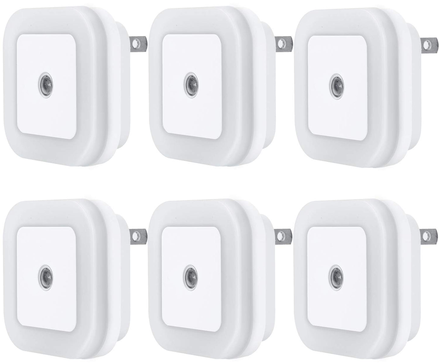 6-Pack LED Night Light with Dusk to Dawn Smart Sensor, 0.5W Daylight White Plug-in