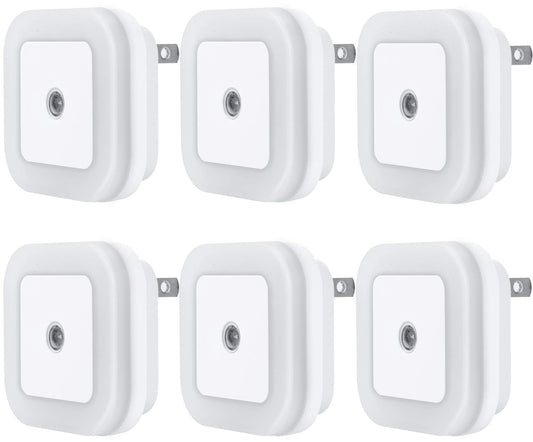 6-Pack LED Night Light with Dusk to Dawn Smart Sensor, 0.5W Daylight White Plug-in