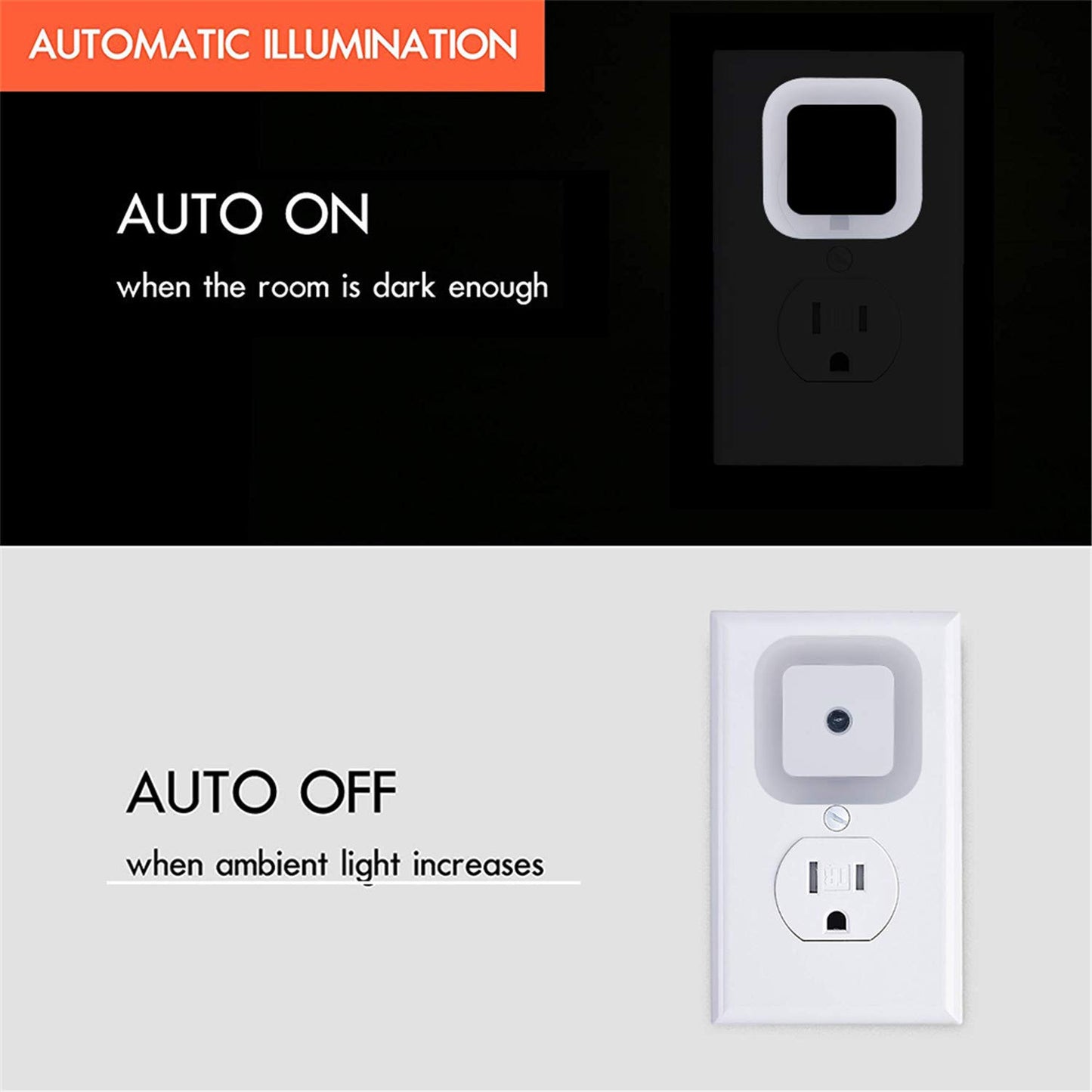 6-Pack LED Night Light with Dusk to Dawn Smart Sensor, 0.5W Daylight White Plug-in