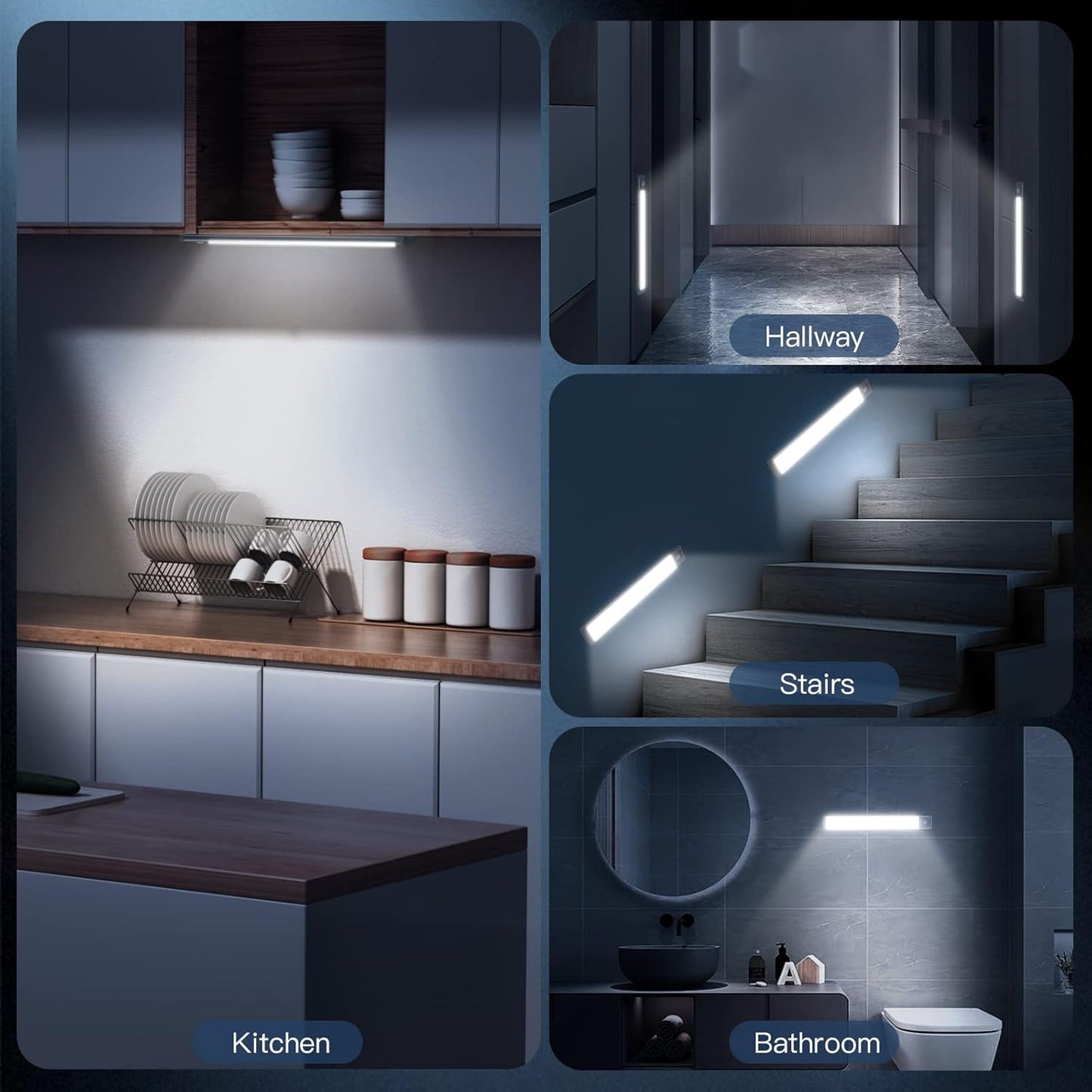 2-Pack Rechargeable 40 LED Under Cabinet Motion Sensor Lights - Dimmable & Magnetic