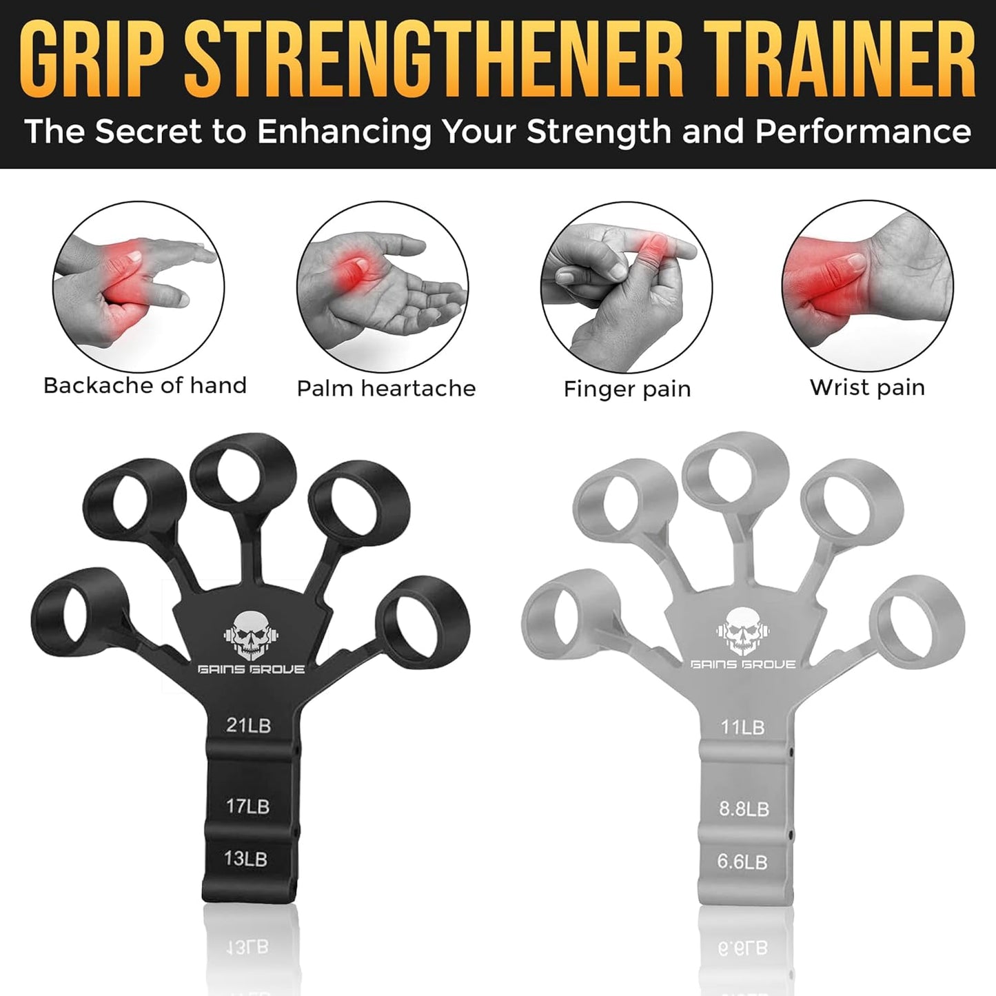 Vein Gripper Set - Gray & Black - Vascularity Aid for Gym & Bodybuilding