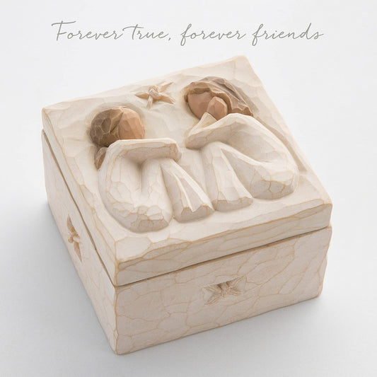 Friendship Keepsake Box, Hand-Painted, Forever True for Best Friends or Sisters