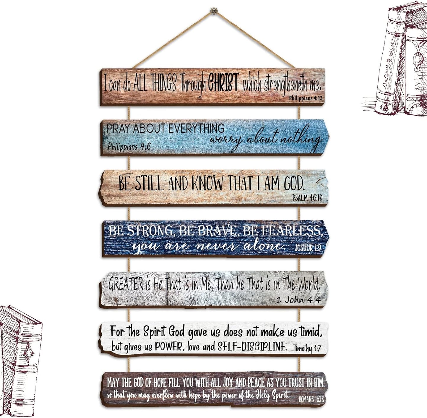 Christian Wall Art - Inspirational Bible Verse Wooden Decor for Office, Bedroom & Living Room (Brown)